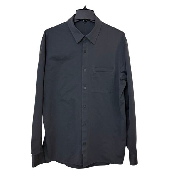 Lululemon Commission Shirt Men’s Large Gray Long Sleeve Button Up Stretch - Picture 1 of 9